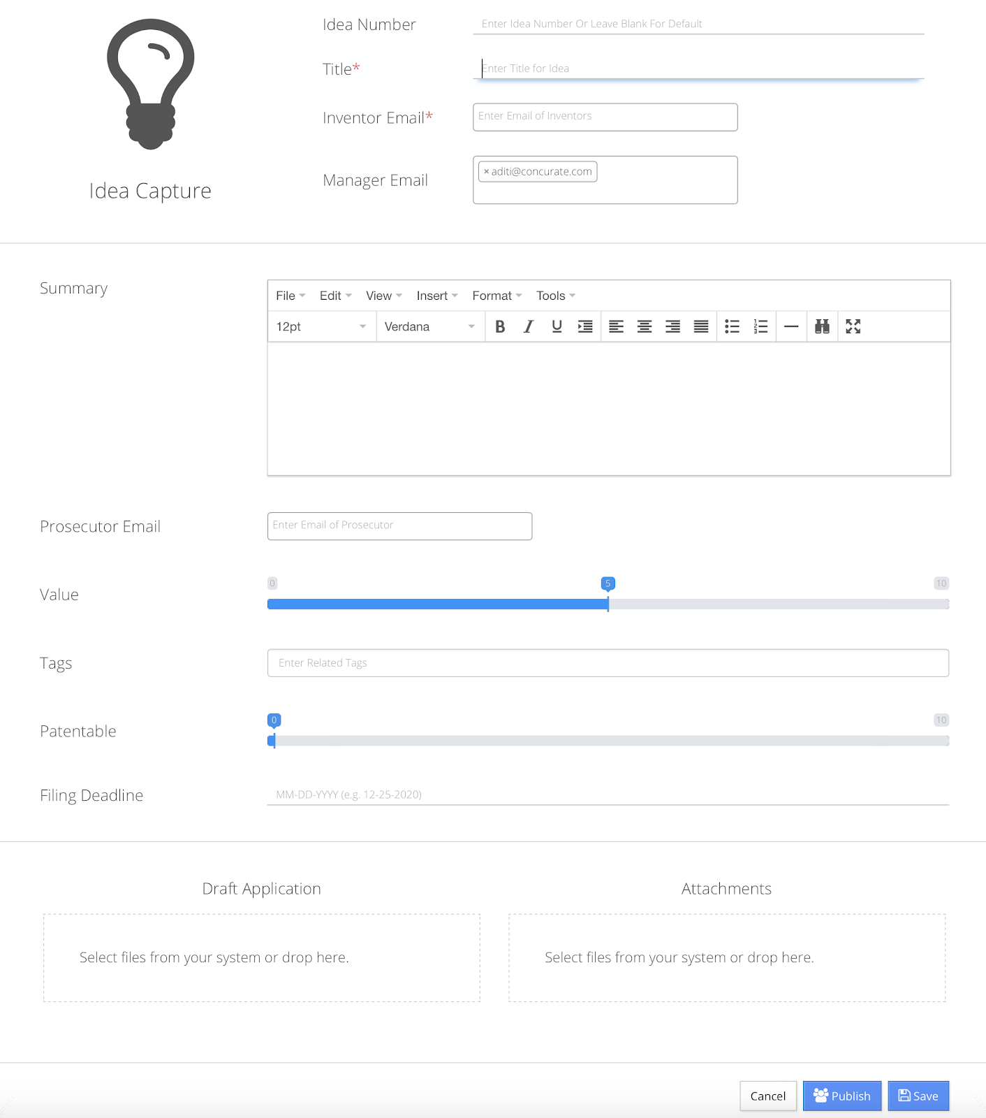 Innovation Management Software | Idea Capture Form