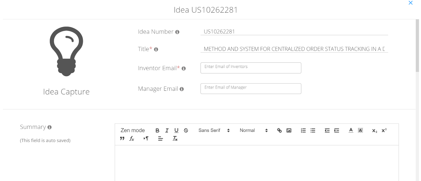 U.S. Patent 4686605: Idea Capture