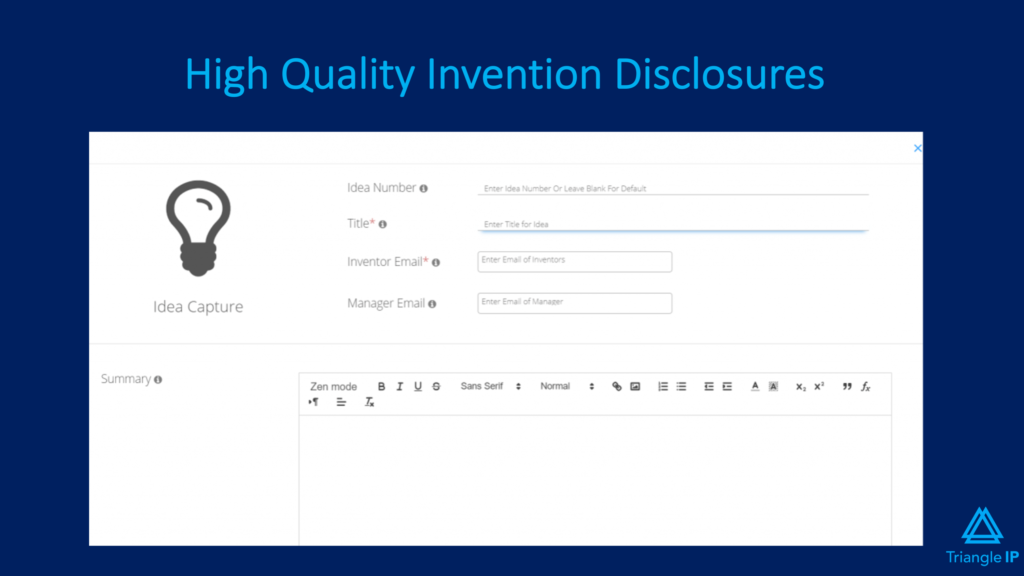 Best Intellectual Property Management Software - Triangle IP's Invention Disclosure Form