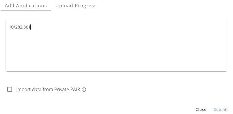 TIP Tool's Free Patent Family Tree Generator - Add application (enter patent application number)