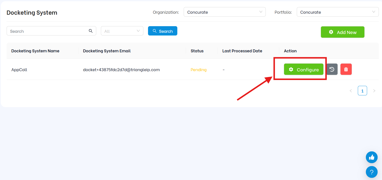 configure your IP docketing system and link it to the TIP Tool