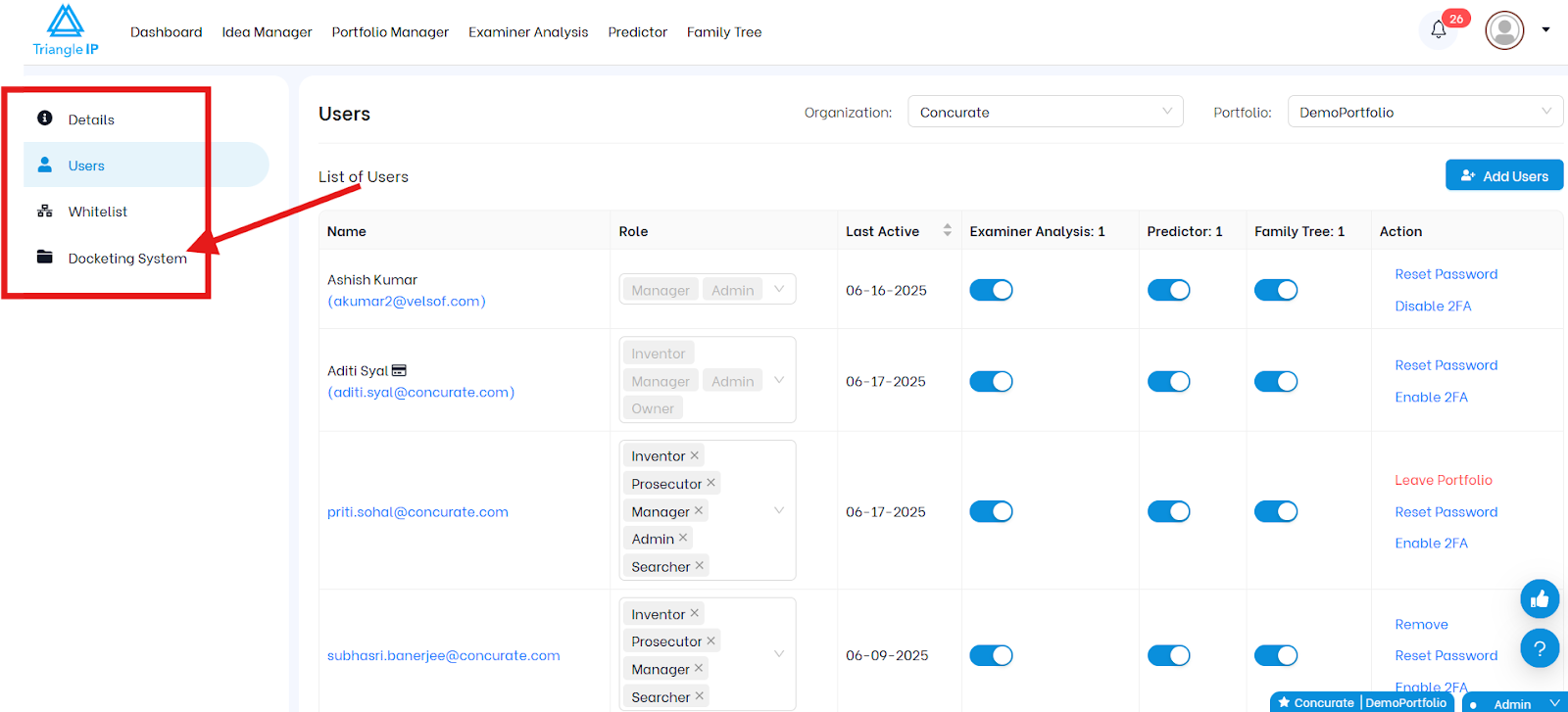 TIP Tool IP Docketing system sync feature step 2