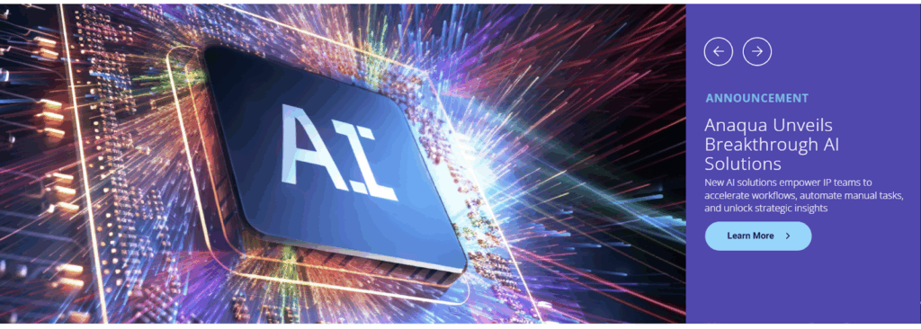 Anaqua-Patent prosecution software- homepage