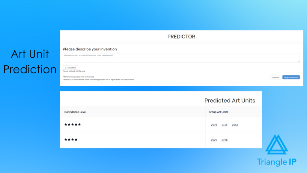 Patent cost estimator with art unit prediction capability