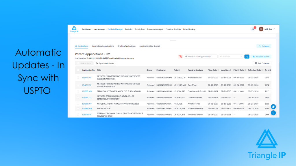 USPTO update feature by TIP Tool one of the best patent management software