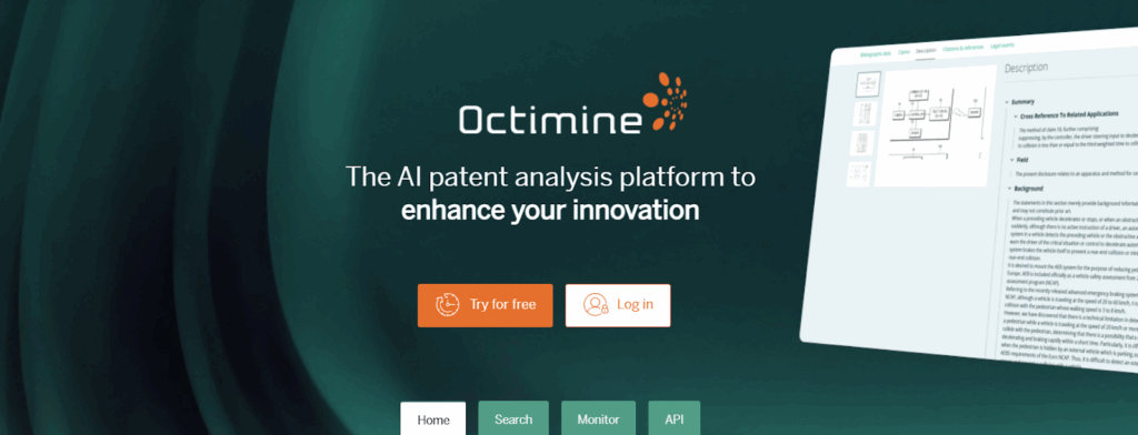 Octimine-Patent prosecution software- homepage