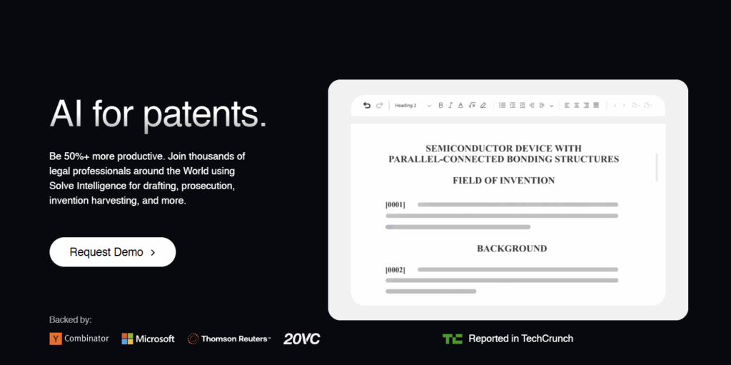 Solve intelligence-Patent prosecution software- homepage