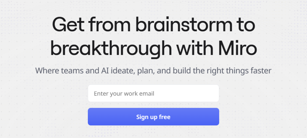 Miro homepage-idea organization software