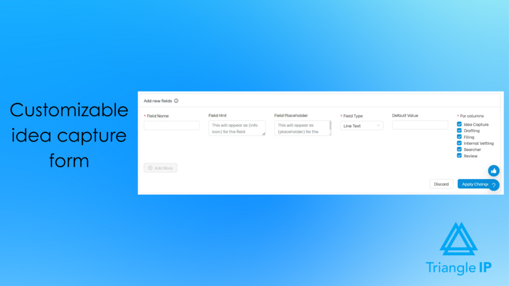 Idea tracking software offering customizable idea capture forms with flexible fields