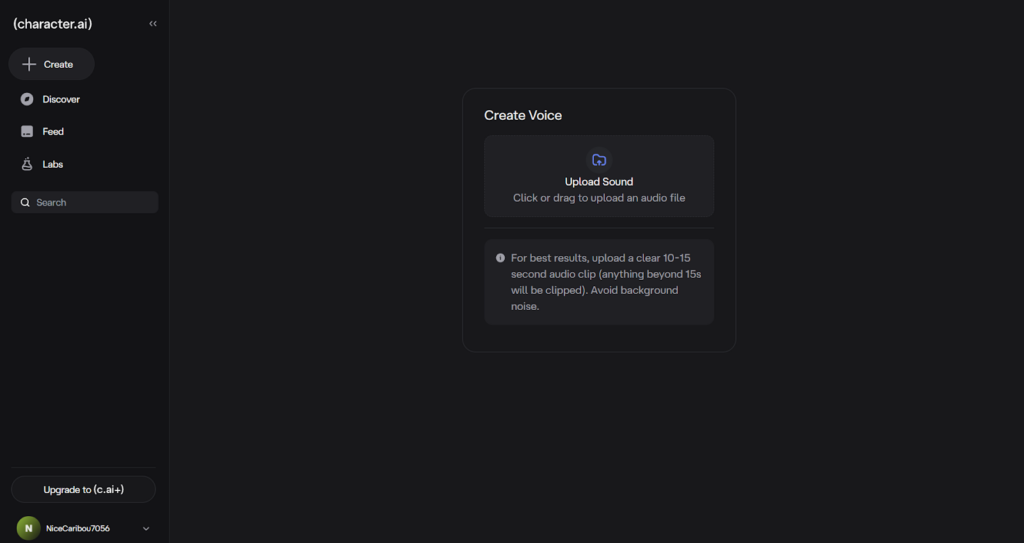 Character.AI voice interface enabling real-time voice interaction with an innovative chatbot persona