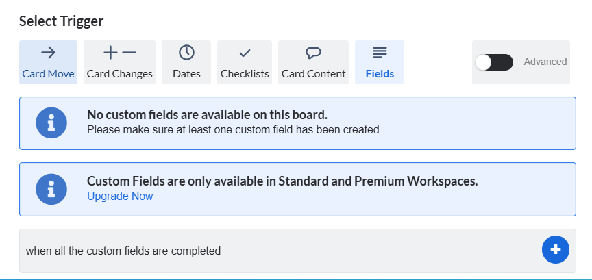 Creating custom Fields in Trello