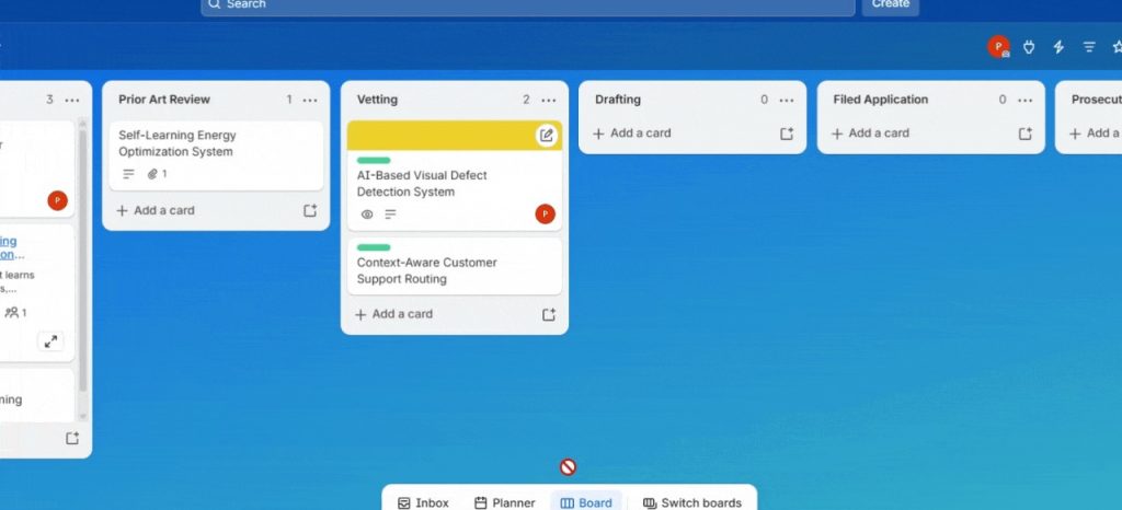 Trello's idea management interface